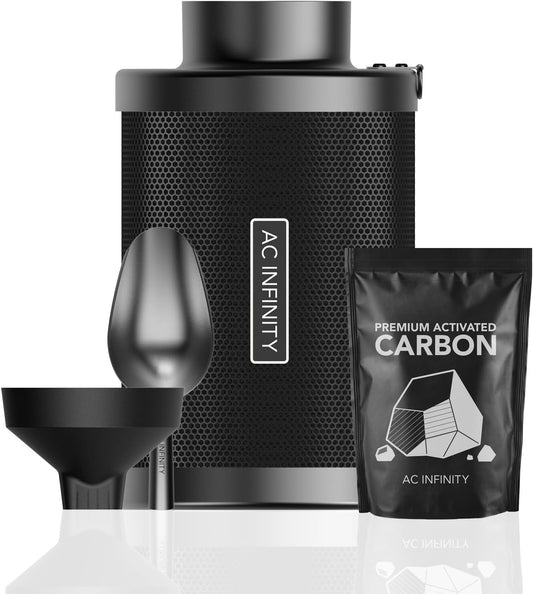 AC Infinity Refillable Carbon Filter Kit 4” with Additional Refill, Odor Removal Air Scrubber For