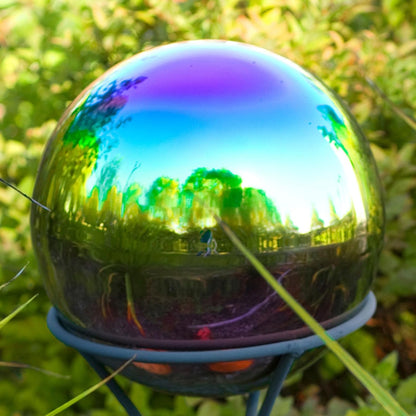 uxcell Rainbow Gazing Ball 3.15 Inch 80mm Reflective Sphere Polished Hollow Ball, Stainless Steel Gazing Globe Mirror Ball for Home Outdoor Decoration