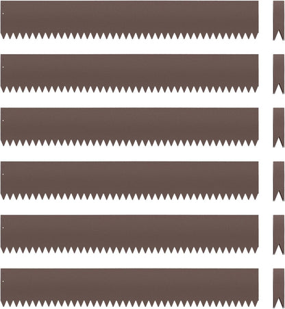 6PCS 40" L x 6" H Brown Landscape Edging - Each (20ft Total) Galvanized Steel Edge for Lawn Yard- No-Dig Hammer-in Heavy Duty Metal Edging Border with 6 Clips