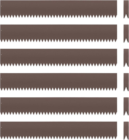 6PCS 40" L x 6" H Brown Landscape Edging - Each (20ft Total) Galvanized Steel Edge for Lawn Yard