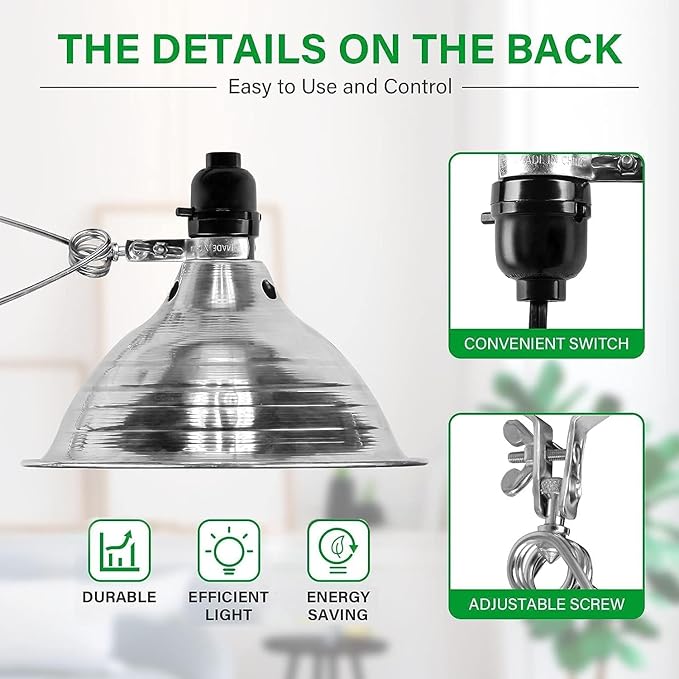 Simple Deluxe Clamp Lamp Light 150 Watt with 8.5 Inch Aluminum Reflector (no Bulb Included), 6 Feet Cord, 2 Pack, Black, New Version