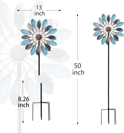 MUMTOP Wind Spinner Outdoor, 50 Inch Metal Two-Way Wind Sculptures Windmill for Yard Art, Garden Decor