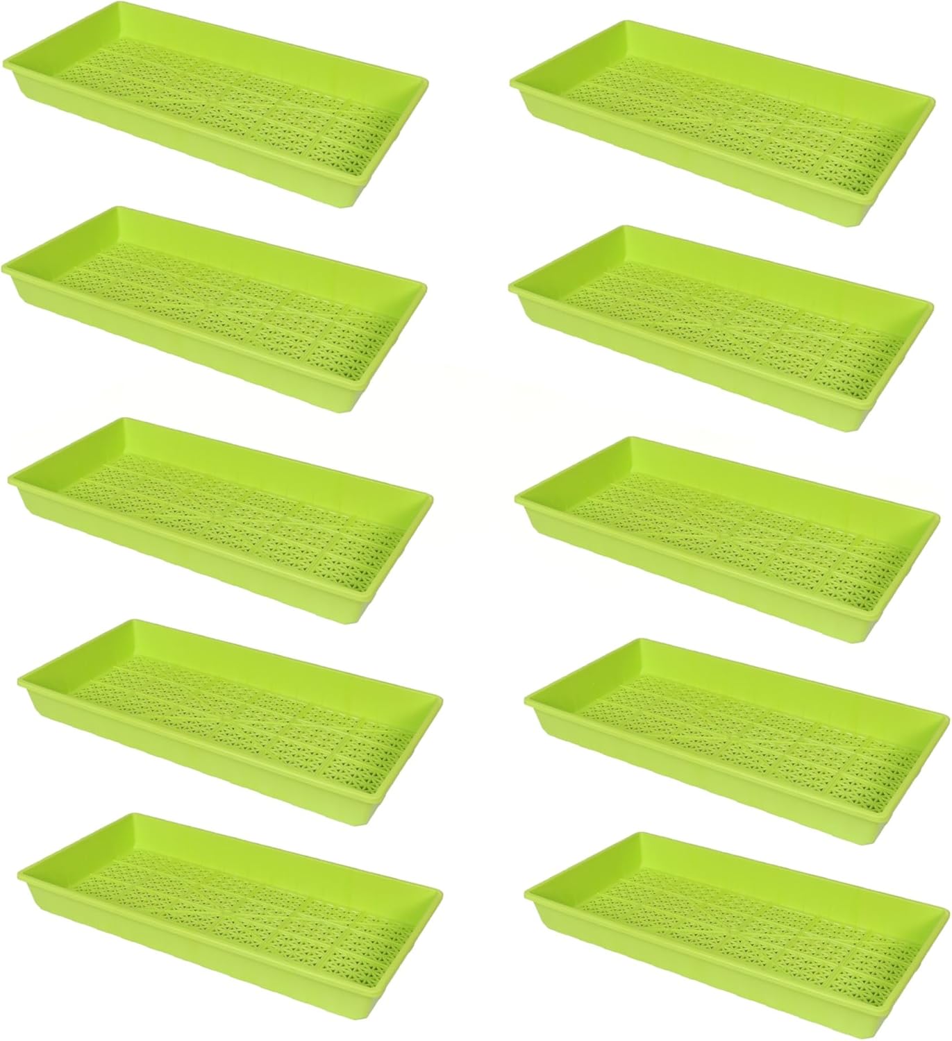 SUNPACK 10" x 20" Heavy Duty Mesh Plastic Seed Starting Tray, Lime Green, 2.3" (Pack of 10) - Ensures Water Drainage and Aeration, Perfect for Greenhouses or Indoor Gardening