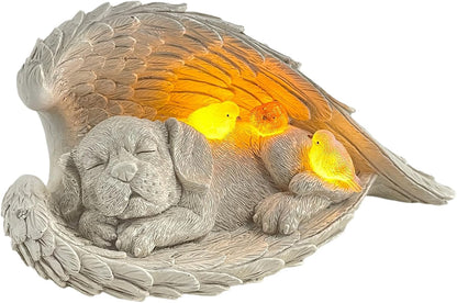 COWOS Dog Memorial Sculpture, Dog with Angel Wings Garden Statue, Pet Tribute for Indoor Decoration or Outdoor Backyard Garden, Home Decor for Pet Owners