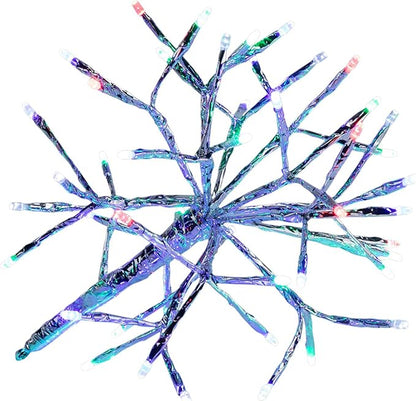 Alpine Corporation 10"H Indoor Christmas Snowflake Ornament with Multi-Colored LED Lights, Silver , Christmas Decoration