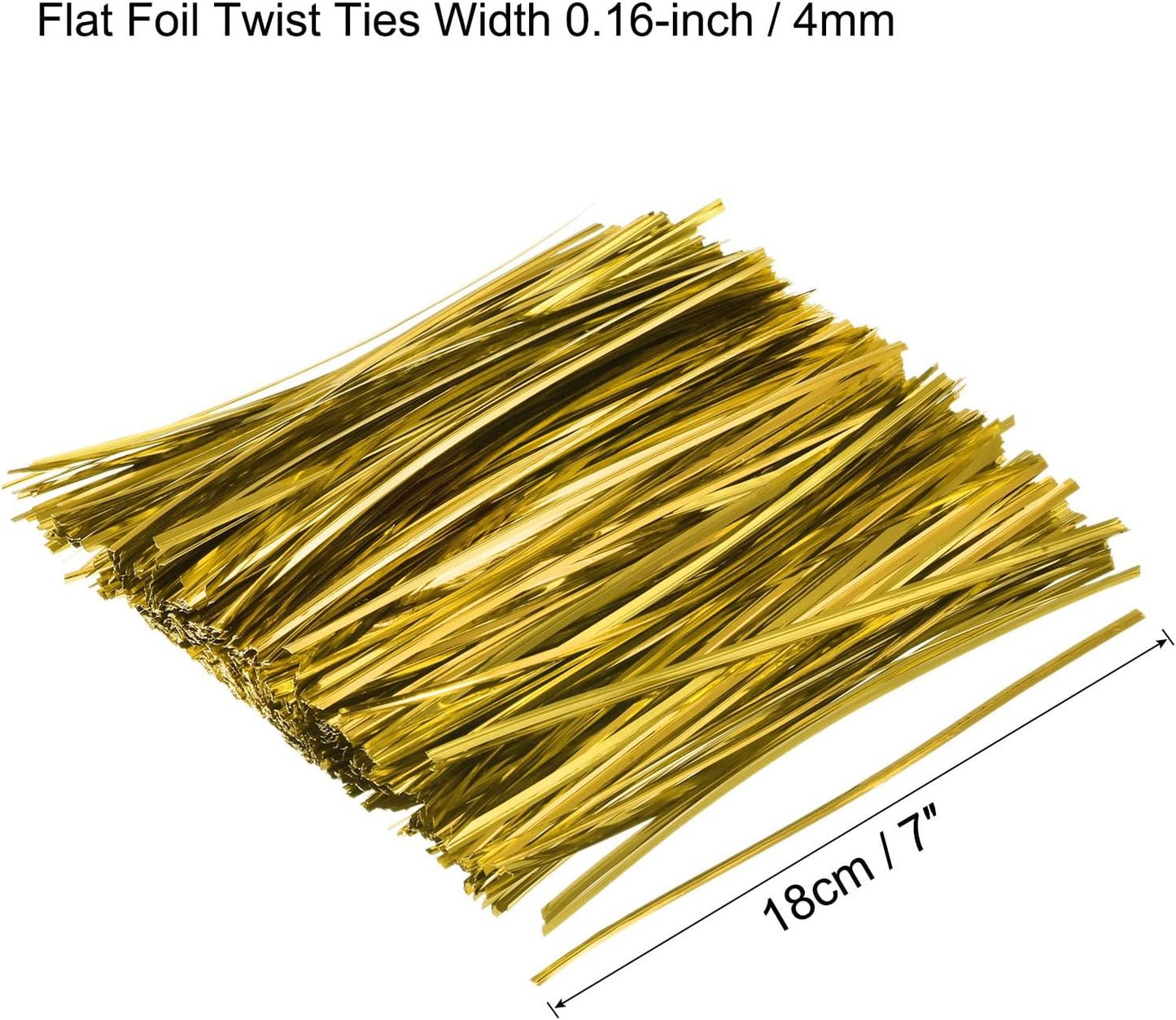MECCANIXITY Foil Twist Ties 7" 18cm Metallic Plastic Closure Tie for Tying Bread, Candy, Cookies, Gift Bags Arts Crafts Ties Gold Tone Pack of 750