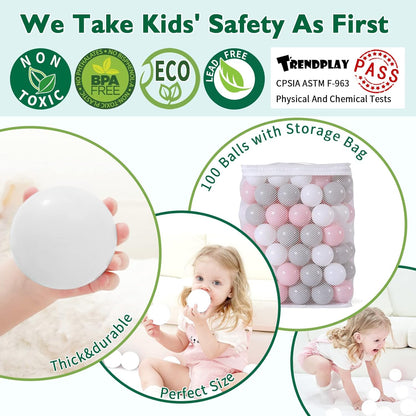 TRENDPLAY Plastic Balls for Ball Pits 2.2 Inch, Pack of 50 100 200 500 Hollow Balls, Perfect for Toddler Baby Pools,Party,Festival Decoration