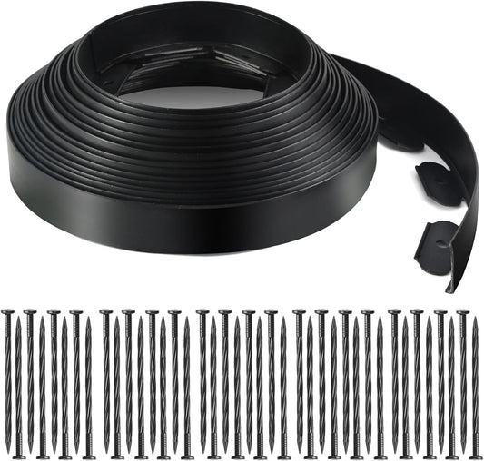 LINSHRY 66FT Landscape Edging, 2 Inch Tall No Dig Garden Border Edging with 60pcs Spikes, Plastic