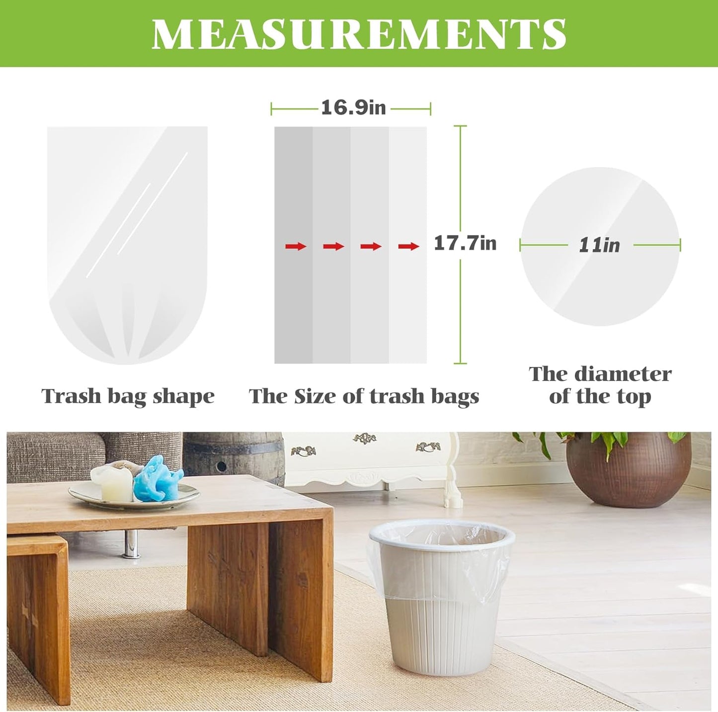 Teivio 2.6 Gallon 320 Counts Strong Trash Bags Garbage Bags, Bathroom Trash Can Bin Liners, Small Plastic Bags for Home Office Kitchen Kitchen (Clear)