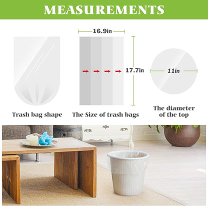 Teivio 2 Gallon 320 Counts Strong Trash Bags Garbage Bags, Bathroom Trash Can Bin Liners, Small Plastic Bags for Home Office Kitchen Kitchen (Clear)