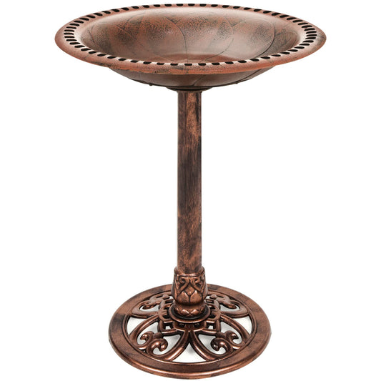 Best Choice Products 28in Pedestal Bird Bath, Vintage Outdoor Resin Accent Decoration