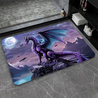 Bath Mat-Bathroom Rug，Purple Dragon with Blue Wings-Absorbent Non Slip Quick Dry Stain Resistant Easy to Clean Care Shower Rug for Bathtub Shower Room 20×31Inch (50 * 80cm)