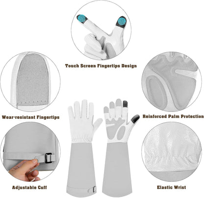 Long-Gardening-Gloves for Women/Men - Thorn Proof Rose Pruning Gloves Heavy Duty Gauntlet-S