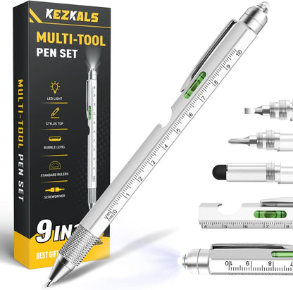 KEZKALS Stocking Stuffers for Teens, 9 in 1 Multitool Pen Gifts for Men, Mens Stocking Stuffers White Elephant Gifts for Adults, Mens Gifts for Dad Him Boyfriend, Birthday Christmas Gifts for Men