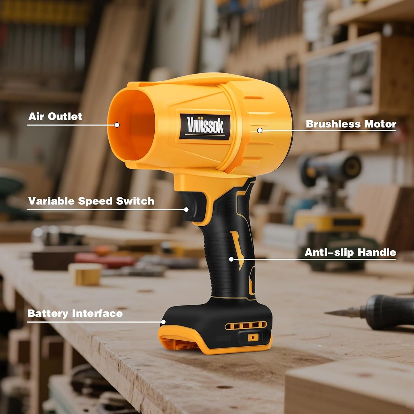 Electric Cordless Leaf Blower Dust Blower for DEWALT 20V Battery, High-Speed Motor Handheld Jet Fan Air Blower for Patio Cleaning, Lawn Care, Blowing Leaves and Dust (Brushed Leaf Blower)
