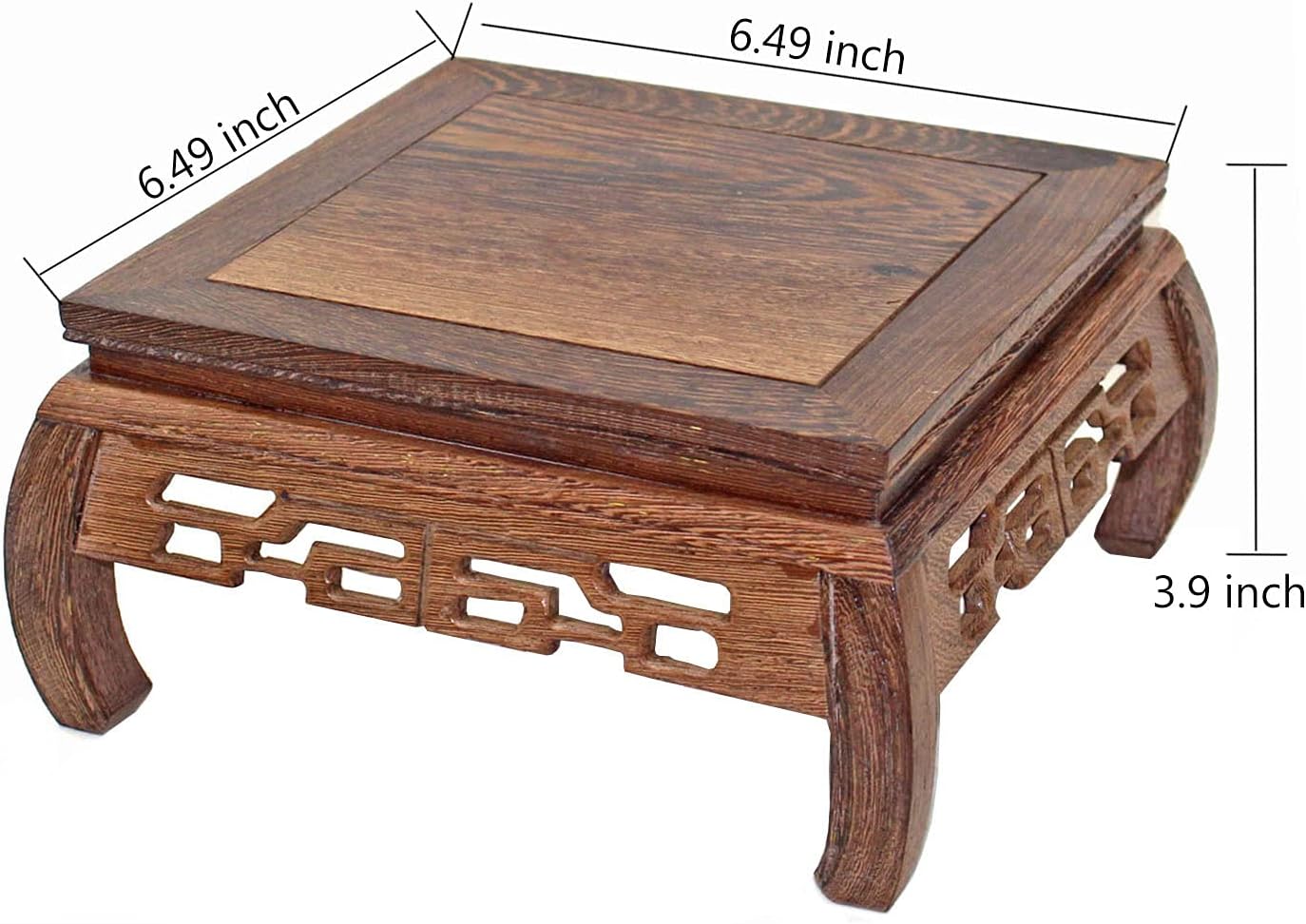 GOLDY&WENDY Chinese Solid Rosewood Wooden Display Stand Square Handmade Carved Pedestal Base