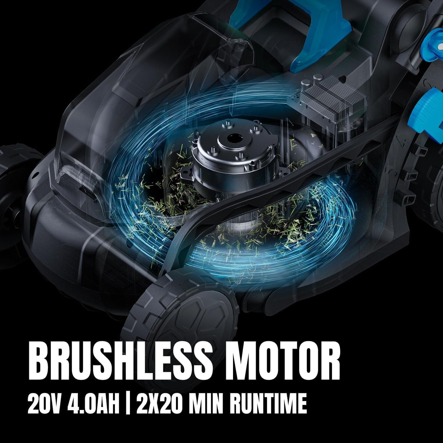 Electric Lawn Mower with Brushless Motor, 20V 13.2 inch Cordless Lawn Mower with 5-Position Cutting Height Adjustment, 2x4.0Ah Battery and Charger Included