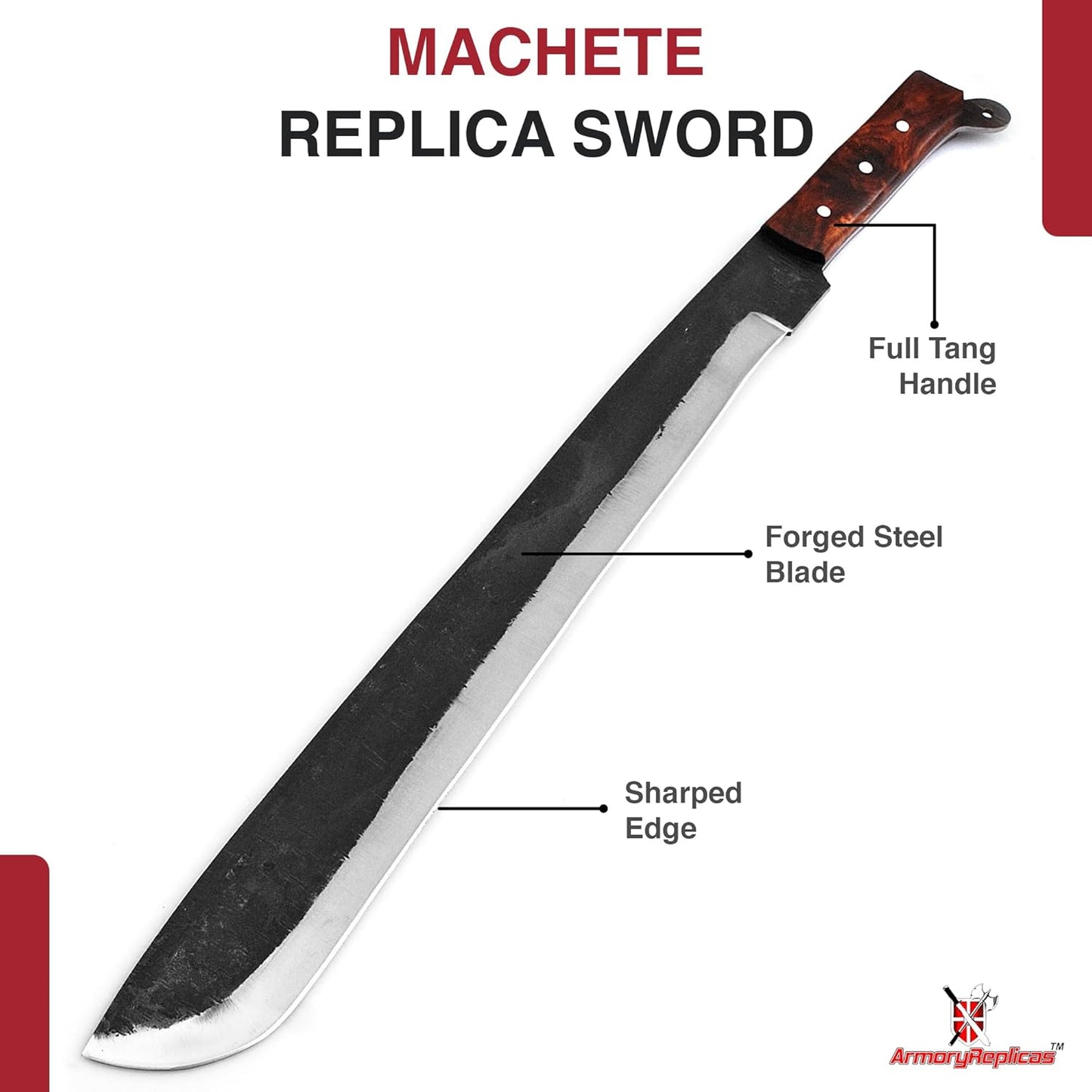 Voorhees Extra Long Carbon Steel Full Tang Outdoor Bush Machete Sheath Included