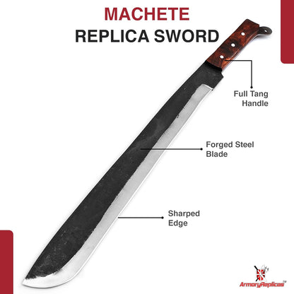Voorhees Extra Long Carbon Steel Full Tang Outdoor Bush Machete Sheath Included