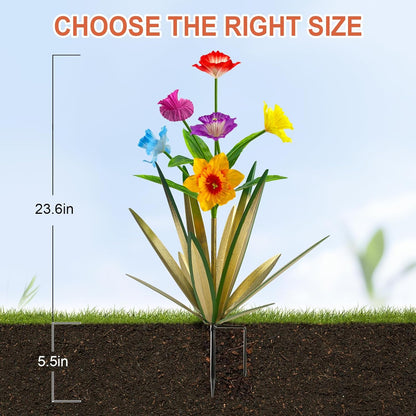 Homight Metal Agave Plant Outdoor Decoration Outdoor Garden Decoration Daffodils Flowers Mexican Yard Art Daffodils Flowers Decorative Garden Gift (3 Big Colorful Daffodil)
