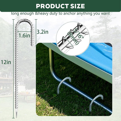 30 Pieces 12 Inch Long 5/16 Inch Diameter Rebar Tent Stakes Heavy Duty, Ground Anchors,Rebar Yard Fence Metal Lawn Bounce House Stakes Heavy Duty, Chain Link Fence J Hooks for Garden Wire Fencing