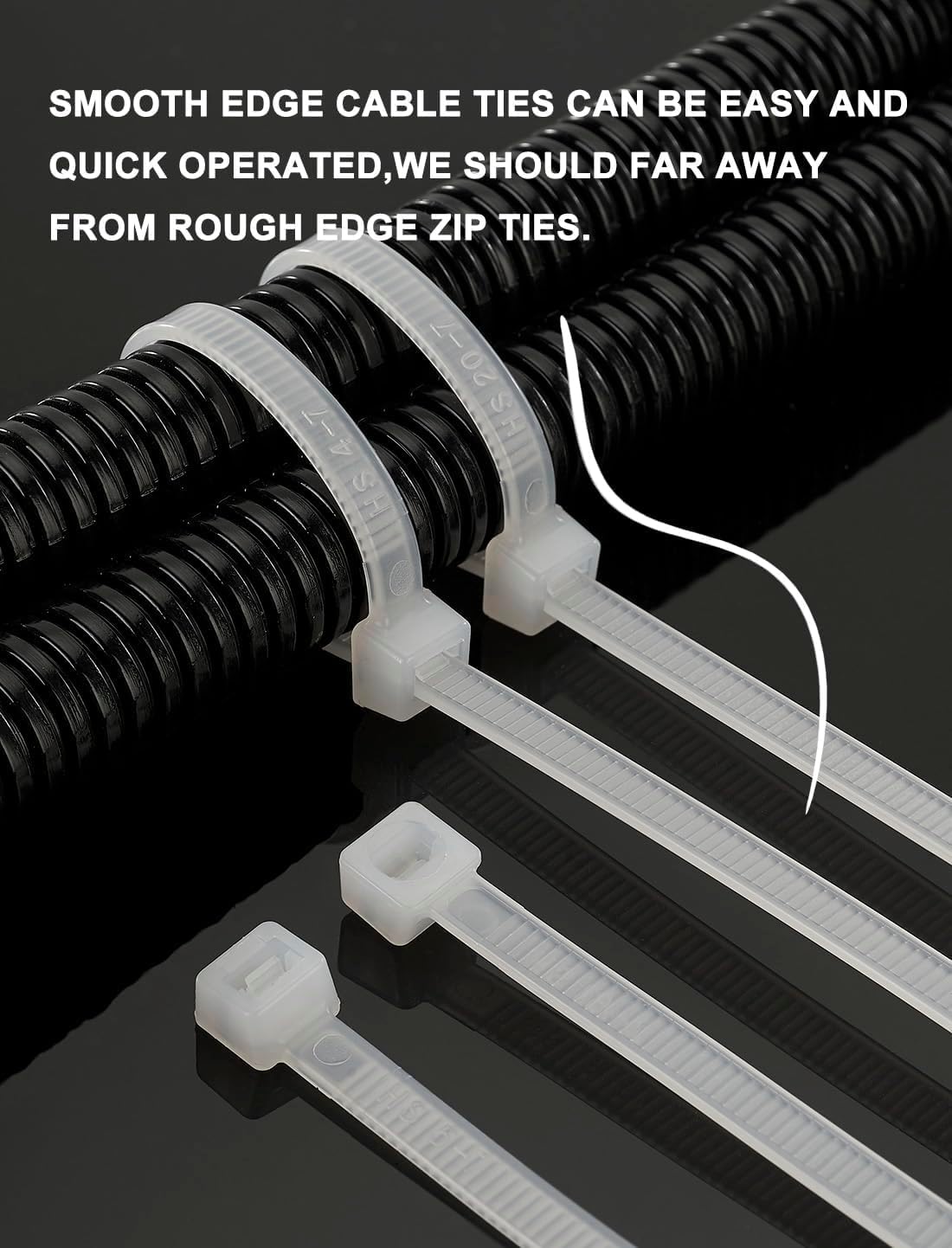 HS Large Zip Ties Extra Heavy Duty 16 Inch 200 Pounds Outdoor Use UV Proof Cable Tie Straps Wide,Giant Long Wire Ties,20 Pack Black