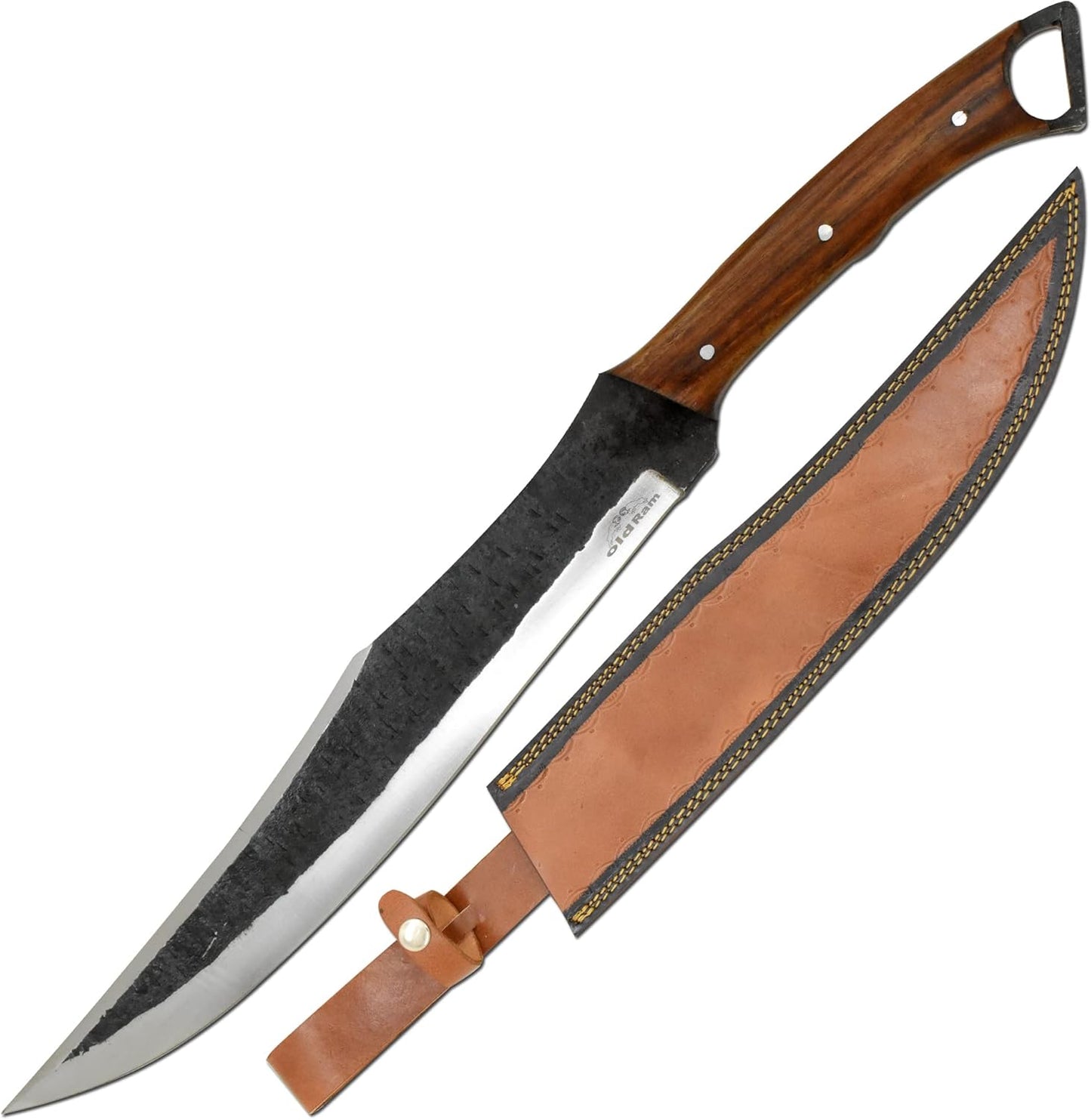 Fixed-Blade Full Tang 1075 High-Carbon-Steel Blade Hunting-Machete for Cutting Splitting (Brown-1)
