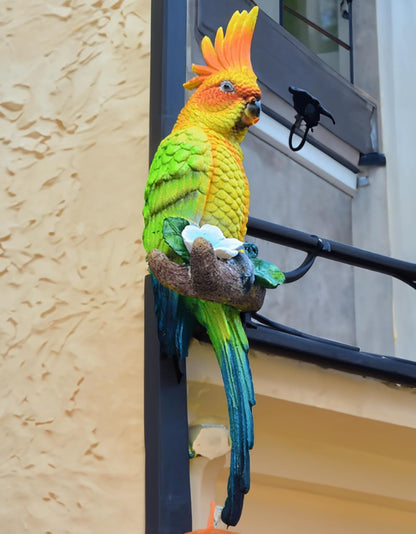 Tropical Real Hanging Parrot Decor,Resin Bird Figurines,Bird Statues,Home Ornament Decor for Tiki Bar,Perfect for Yard Ornaments,Tree Decorations Outdoor,Patio,Lawn,Tree Trunk, Porch