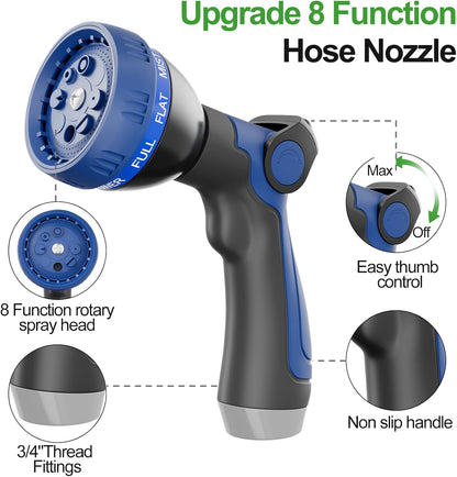 SPECILITE 125ft 304 Stainless Steel Garden Hose Metal, Heavy Duty Water Pipe with Nozzles for Yard, Outdoor - Flexible, Never Kink & Tangle, Puncture Resistant (Sliver)