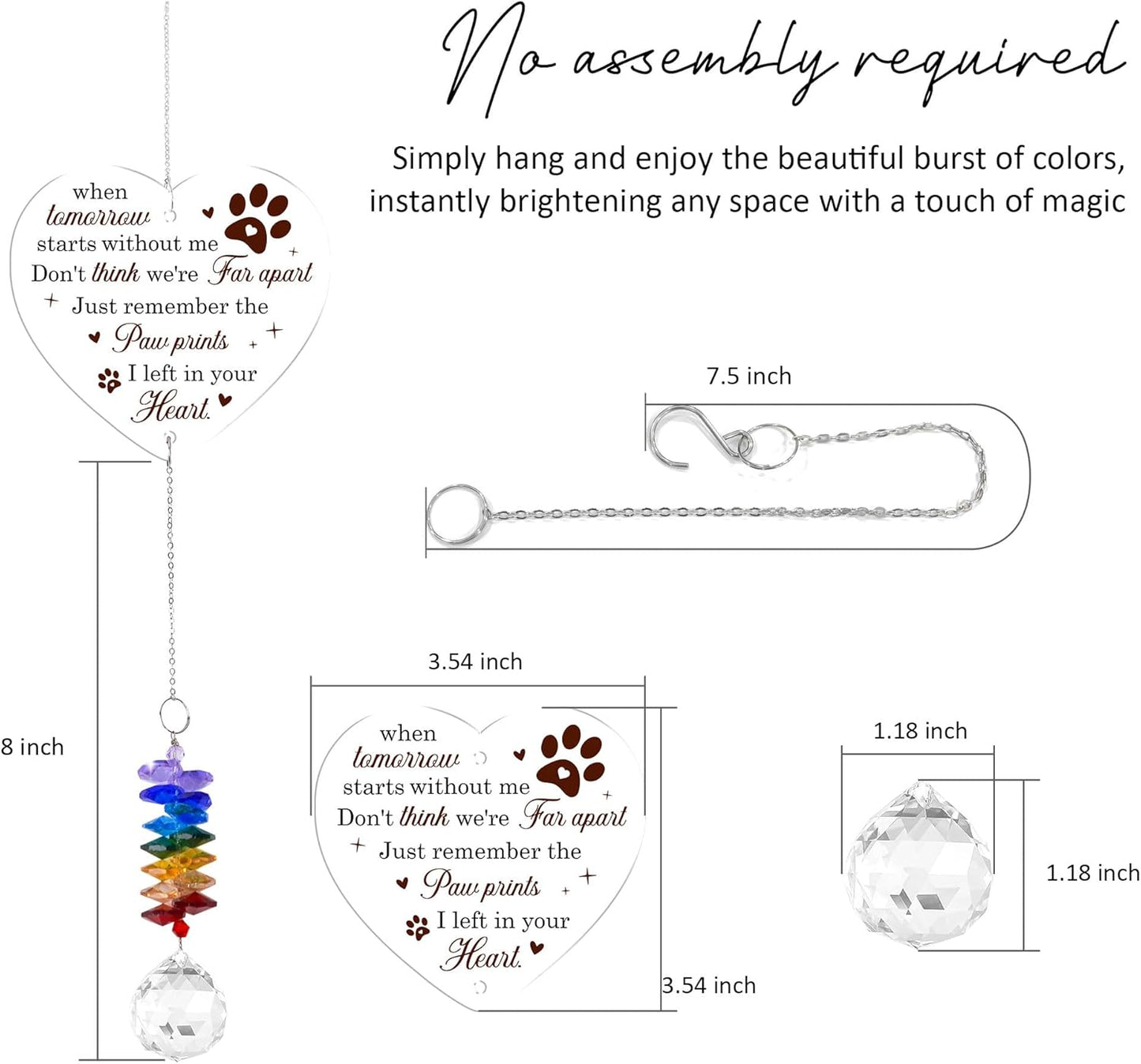 Memorial Suncatcher - Dog Memorial Paw Print Ornament - Dog Paw Suncatcher Rainbow Bridge Gift - Pet Loss Crystal Decor Sympathy Gift - Remembrance Keepsake Aluminum Ornament