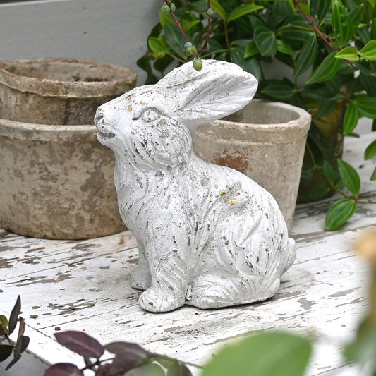 All Chic Bunny Decor Garden Statue White Rabbit Cement Rabbit Statue for Home Garden Indoor Outdoor