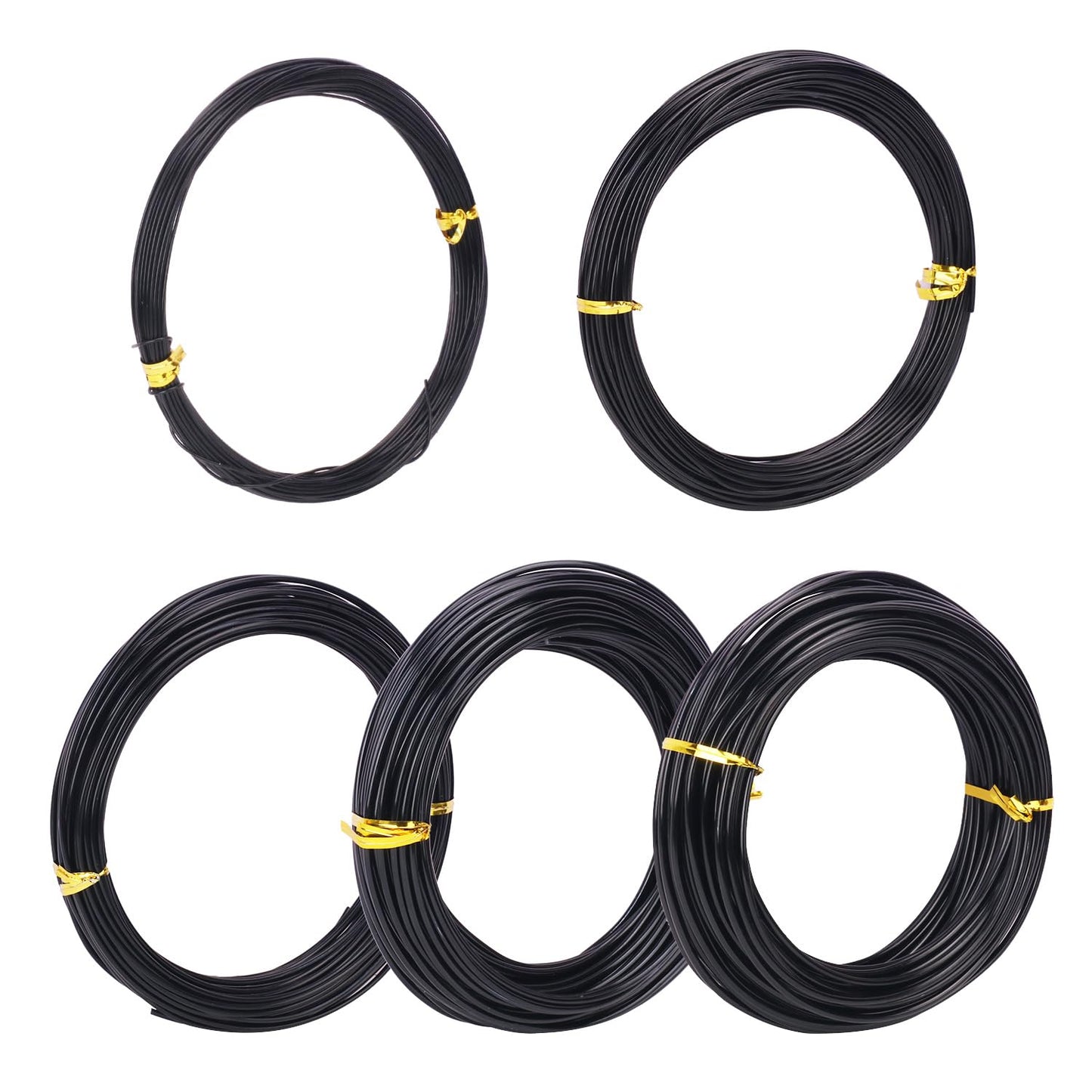 5 Roll Anodized Aluminum Bonsai Training Wire Kit with Bag, Black Bonsai Training Wire, Plant Wire Kit for Bonsai Artists & Beginners by Biugaaufai (1.0mm, 1.5mm, 2.0mm, 2.5mm, 3.0mm,5-Size 328 Feet)