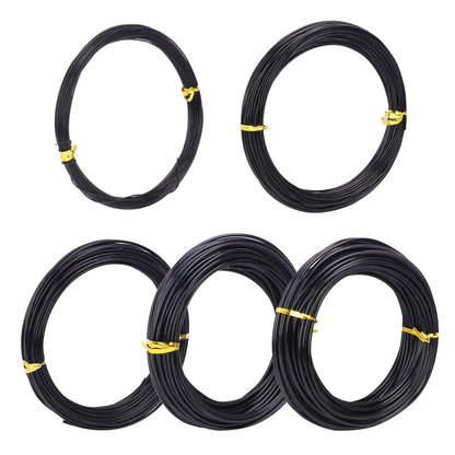 5 Roll Anodized Aluminum Bonsai Training Wire Kit with Bag, Black Bonsai Training Wire, Plant Wire Kit for Bonsai Artists & Beginners by Biugaaufai (1.0mm, 1.5mm, 2.0mm, 2.5mm, 3.0mm,5-Size 328 Feet)