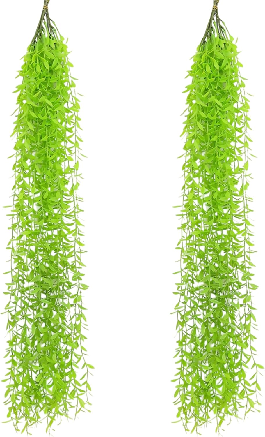5 Pack Artificial Hanging Willow Vine (3.3ft) - Fake Greenery Plants for Indoor/Outdoor Decor, Wedding & Photography - Pure Green Design (No Basket Included)