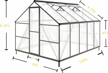 CQZY 8x10 FT Greenhouse for Outdoors,Green House for Outside,Dark Gray