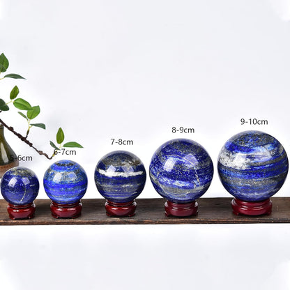 JIC Gem Large Blues Crystal Sphere with Stand Lapis Lazuli Quartz Crystal Ball Sphere Gemstone Decorative Ball for Home Decor Altar Reiki Crystal Gift 80-90mm