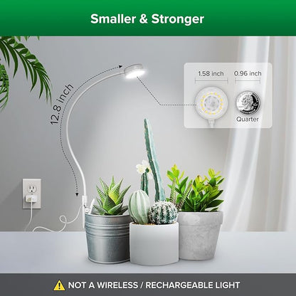 SANSI Grow Lights for Indoor Plants, ETL Listed Pot Clip LED Plant Lights for Indoor Growing, Full Spectrum, 4-Level Dimmable, Auto On Off 3 6 12 Hrs Timer for Small Plants,Garden White 5V 4-Pack