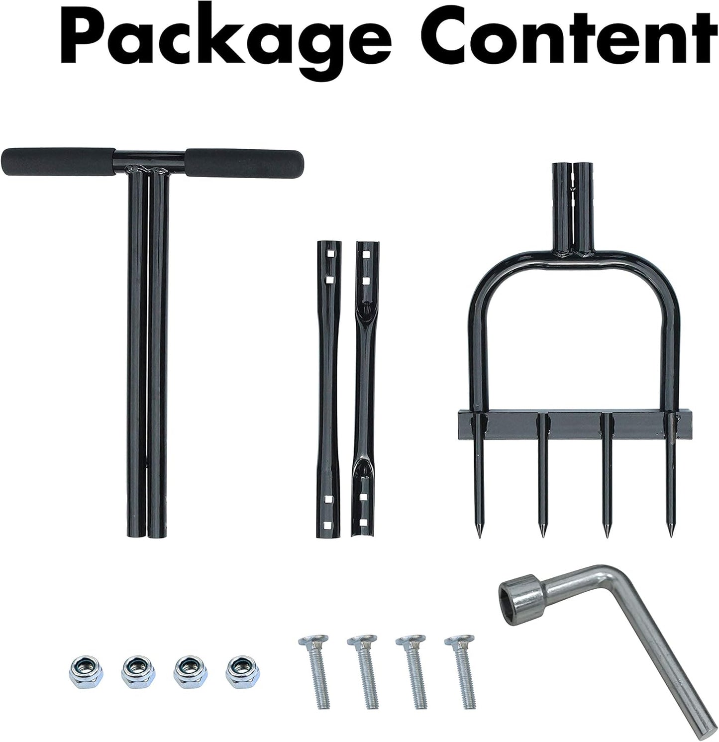 Gardzen Spike Aeration, Heavy Duty Aerator for Compacted Soils and Lawns, 35" x 11", Black