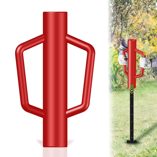 Fence Post Driver with Handle,12LB Hand Post Pounder,2.7 inches Inner Dia. Pole Rammer, Farm Wire Fencing for T Post, Metal Fence Stake and Sign Posts, Red