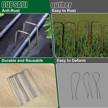 10 Inch 11 Gauge Galvanized Landscape Staples Stakes for Decoration, 25/100/200pcs Garden Metal Stakes for Weed Barrier Fabric, Fence Stakes, Tent Stakes (10in,25pcs)