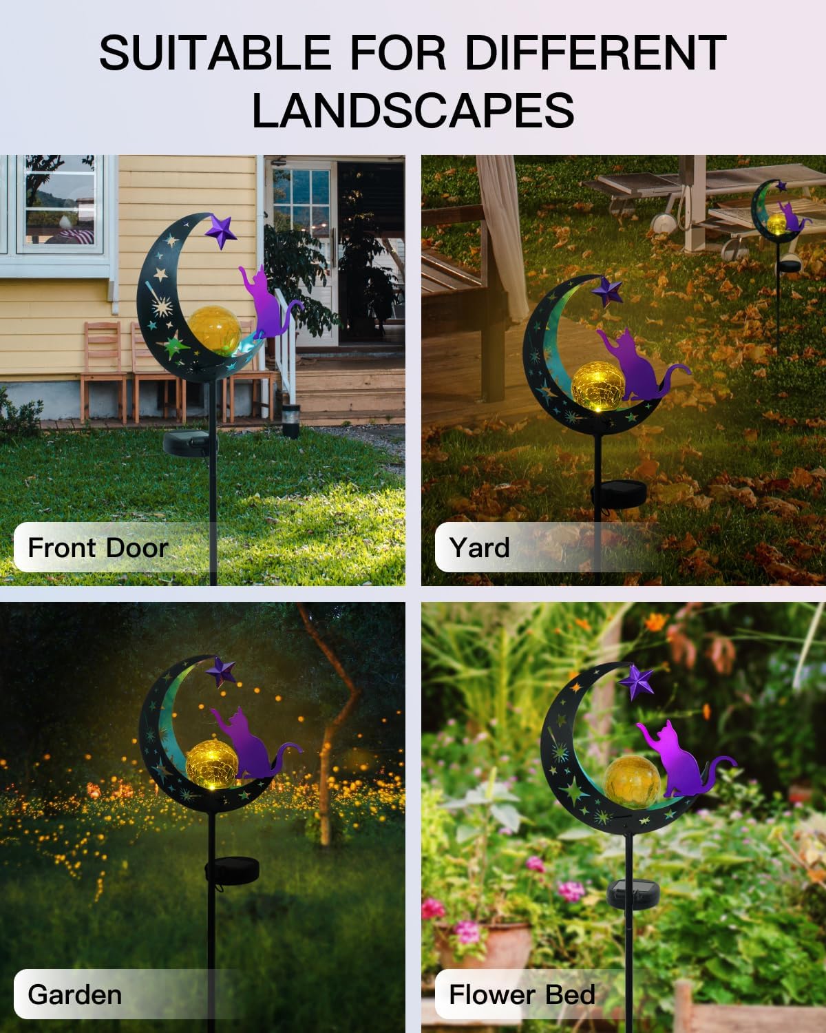 Putuo Decor Solar Garden Lights for Outside - Solar Cat Garden Decor with Waterproof, Decorative Cat Lights Outdoor for Yard