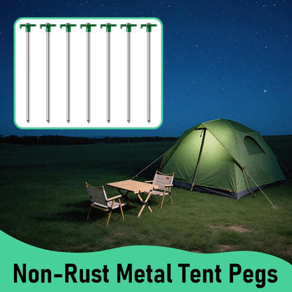 20 Pack Tent Stakes Heavy Duty, 9.84 Inch Rust-Proof Metal Tent Pegs, Ground Stakes Yard Stake for Camping Patio, Garden, Canopy, Grass, Outdoor (Green)