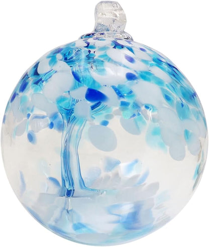 Dale Tiffany Hand Blown Glass, 4" Diameter Aqua, Tree of Life Collection, Witch Globe Hanging Garden Indoor/Outdoor Decorative Ornament Gazing Ball