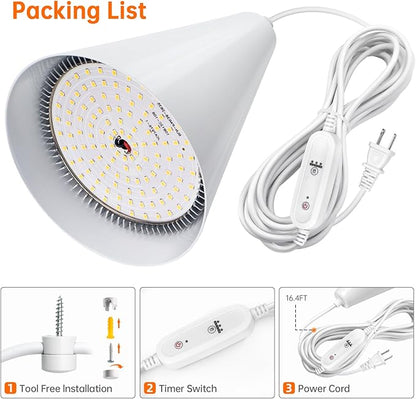 Bstrip Hanging Grow Light, 25W Full Spectrum Plant Lights for Indoor Plants, 16.4FT Power Cord, 5000K with Timer Function