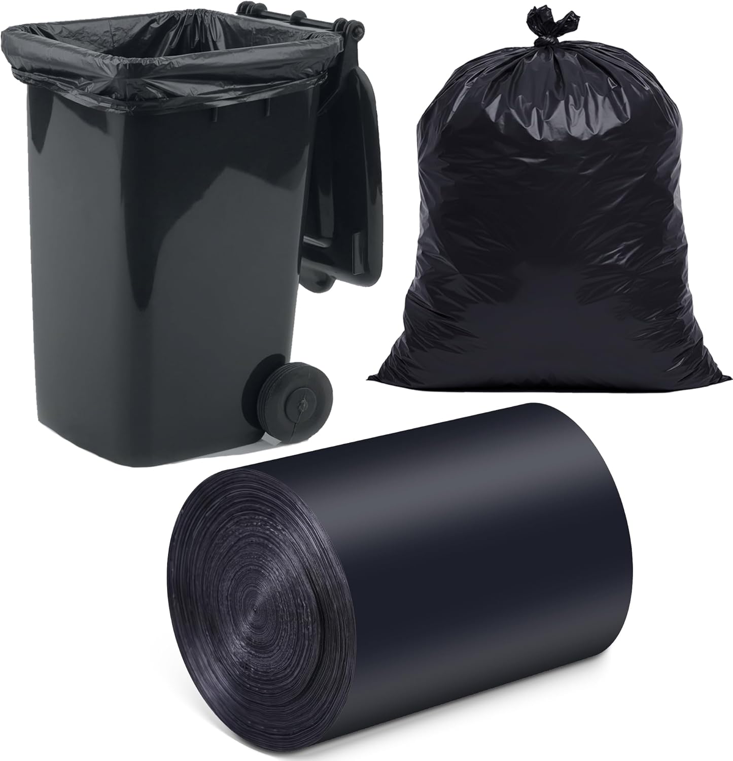 O2frepak 45 Gallon Multipurpose Tear-Resistant Trash Bags,Heavy Duty,Tastless and Black Garbage Bags (20 Count, 100x120cm)