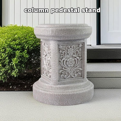 Classic Statuary Stand Outdoor Pedestal Sculpture Decor Plinth Base Riser, Garden or Home Resin Statuary Pedestal, 12.6" Tall, 7.1 Pounds, (Round)
