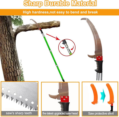 Manual Pole Saw 30 FT Extendable Tree Pruner High Branches Trimming for Pruning Palms and Shrubs with Long Handle (Yellow)
