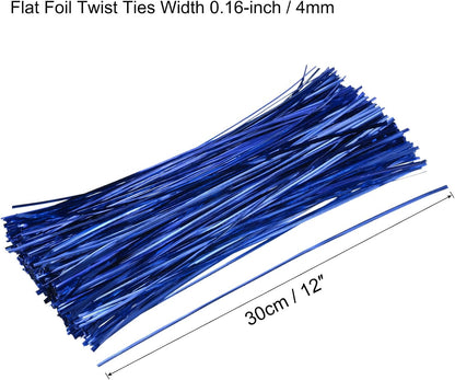MECCANIXITY Foil Twist Ties 12" 30cm Metallic Plastic Closure Tie for Tying Bread, Candy, Cookies, Gift Bags Arts Crafts Ties Blue Pack of 750