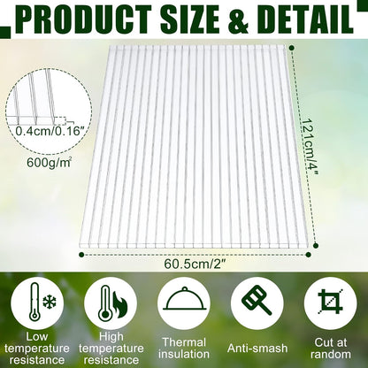 Tatuo 24 Pack 4' X 2' X 0.16'' Polycarbonate Greenhouse Panels Polycarbonate Sheets Twin-Wall Roof Panels Waterproof UV Protected Clear Corrugated Plastic Roofing for Greenhouse Replacement