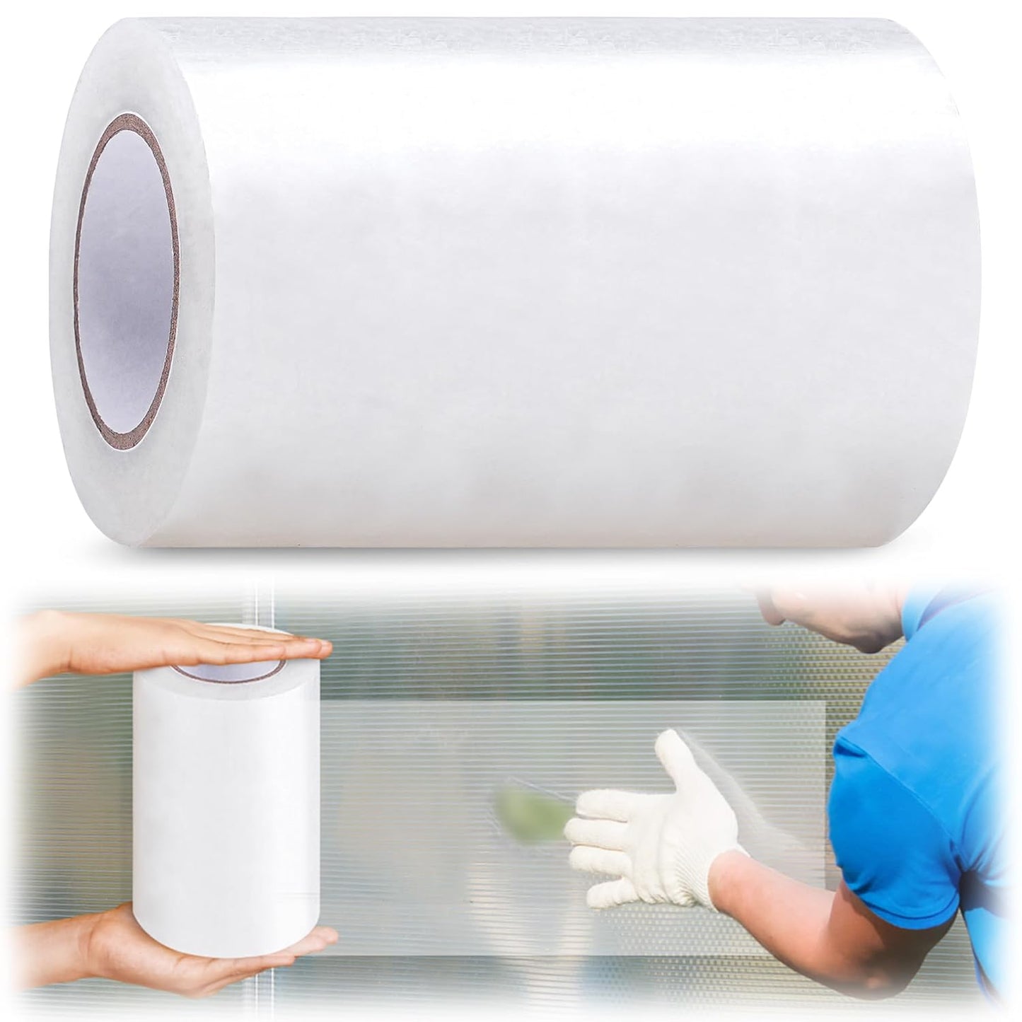 6 Mil Greenhouse Plastic Sheeting Tape,6" x108' Green House Repair Tapes, Waterproof and UV Resistant Plastic Sheeting Tapes for Greenhouse,Strong Weatherproof Polyethylene Film Tape (6" x108')